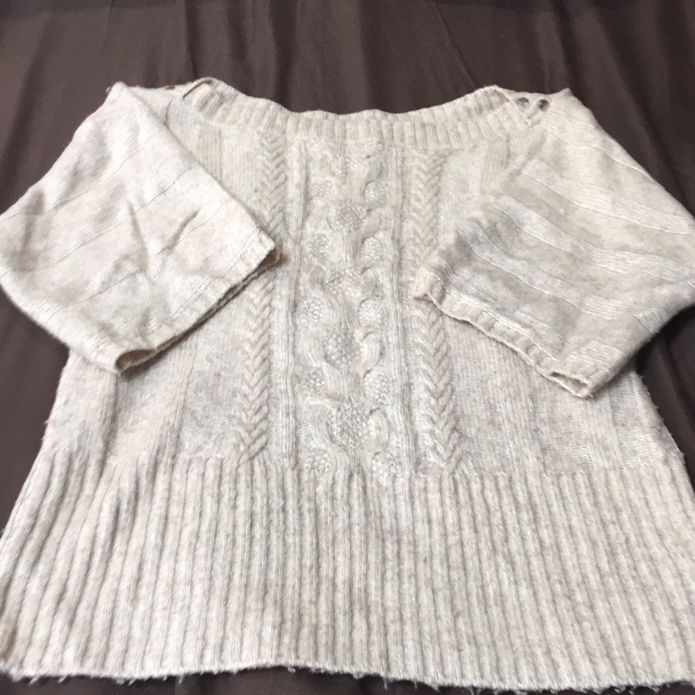 Whbm short sleeve tan warm sweater